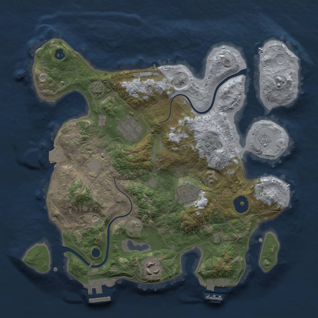 Rust Map: Procedural Map, Size: 3000, Seed: 356695, 10 Monuments