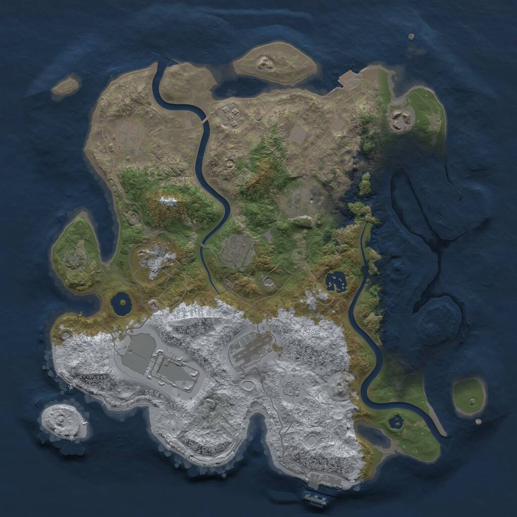 Rust Map: Procedural Map, Size: 3550, Seed: 748243, 15 Monuments