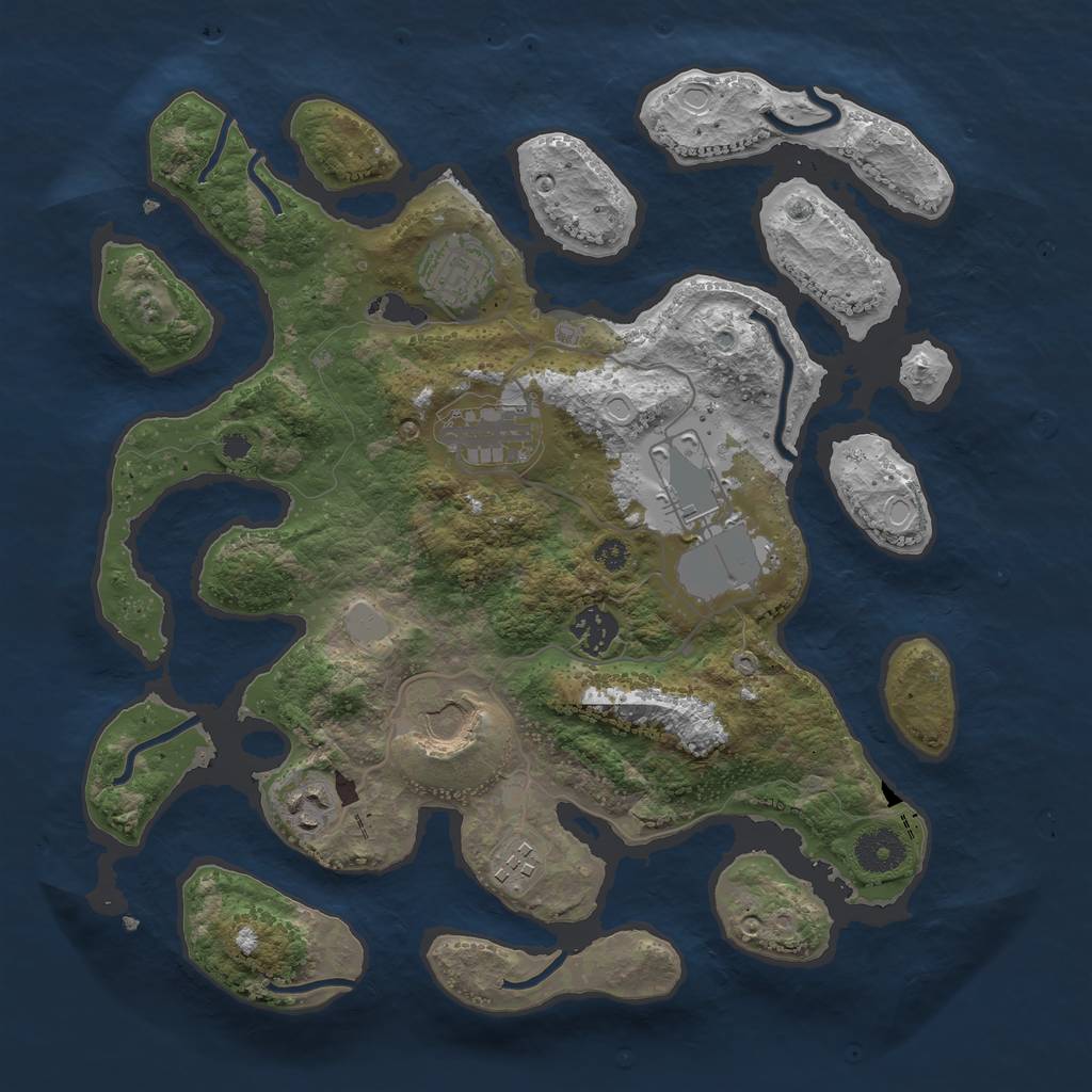 Rust Map: Procedural Map, Size: 3500, Seed: 98746231, 12 Monuments