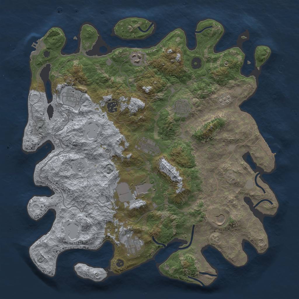 Rust Map: Procedural Map, Size: 4000, Seed: 789789, 16 Monuments