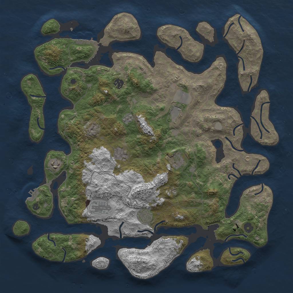 Rust Map: Procedural Map, Size: 4500, Seed: 245862, 16 Monuments