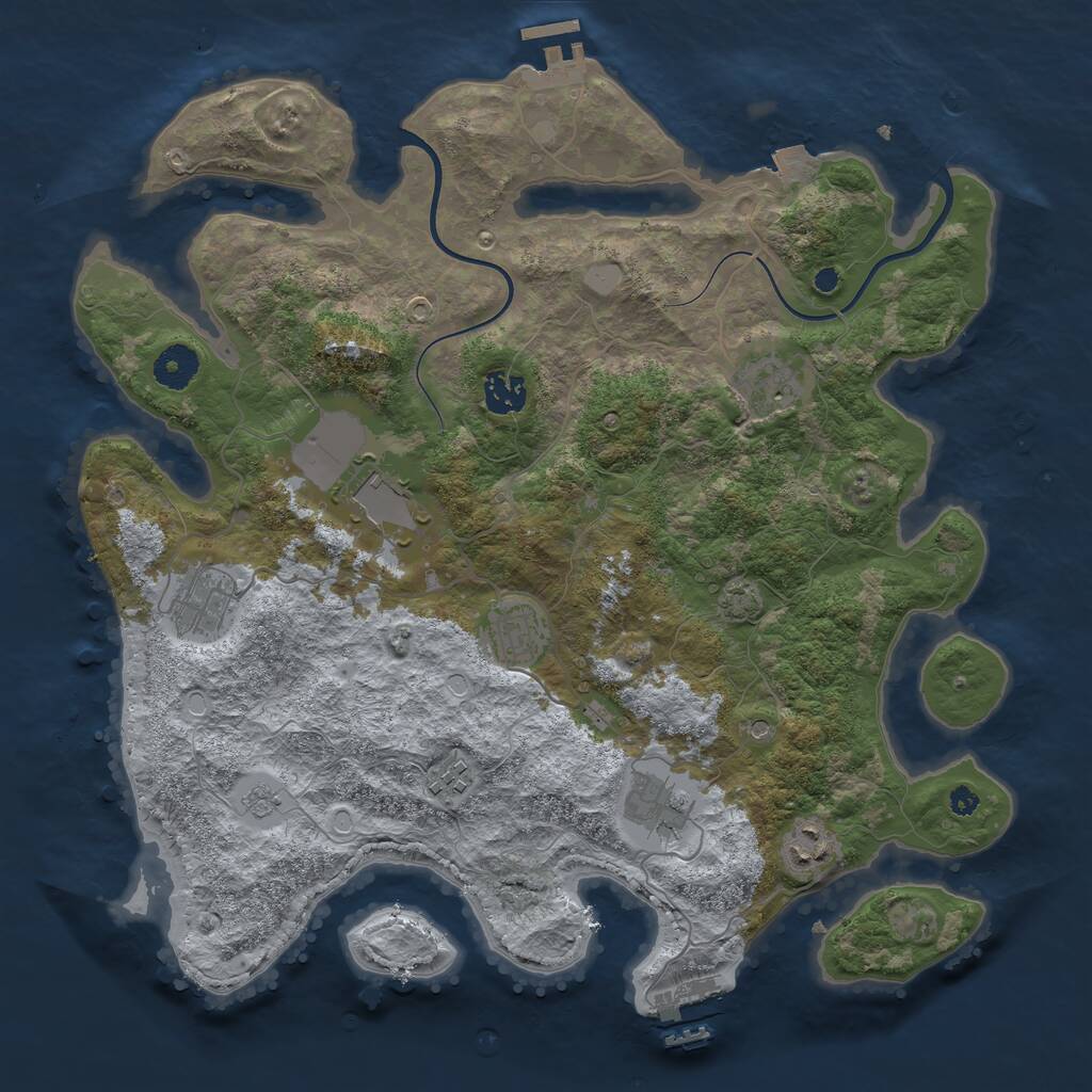 Rust Map: Procedural Map, Size: 3750, Seed: 1016679815, 14 Monuments