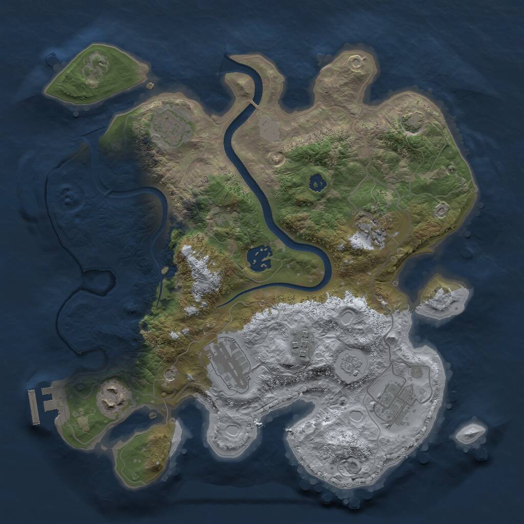 Rust Map: Procedural Map, Size: 3000, Seed: 447707, 12 Monuments