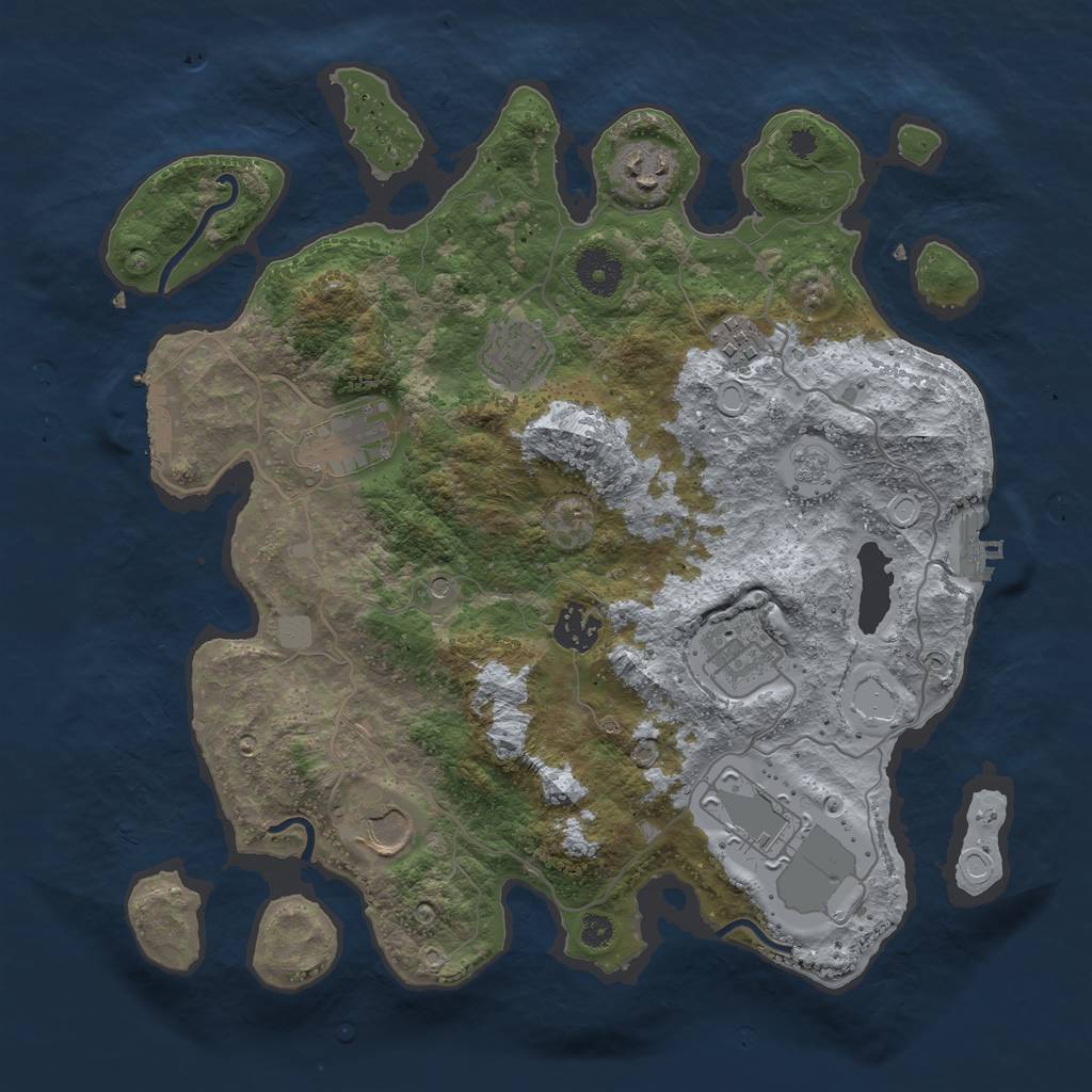 Rust Map: Procedural Map, Size: 3500, Seed: 567449765, 15 Monuments