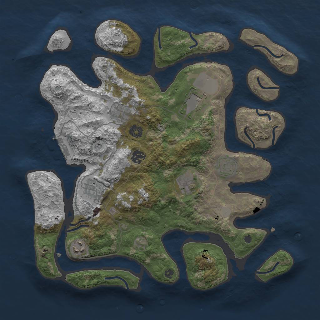 Rust Map: Procedural Map, Size: 3550, Seed: 682554, 14 Monuments