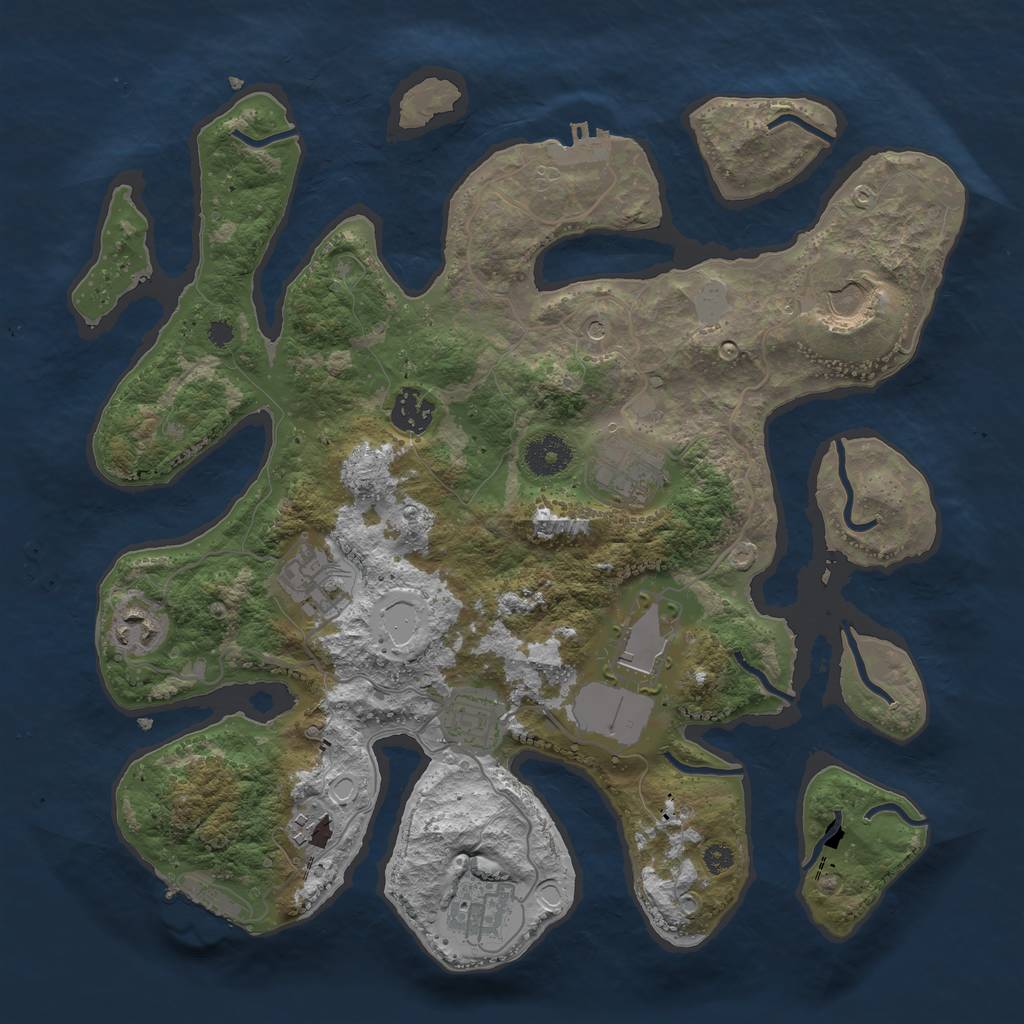 Rust Map: Procedural Map, Size: 3550, Seed: 844265, 17 Monuments