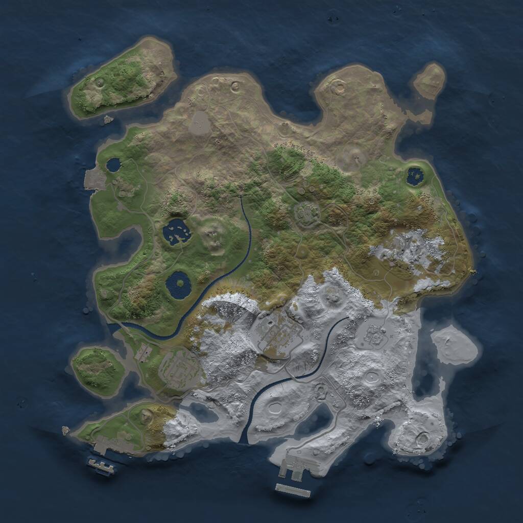 Rust Map: Procedural Map, Size: 3000, Seed: 460157, 9 Monuments