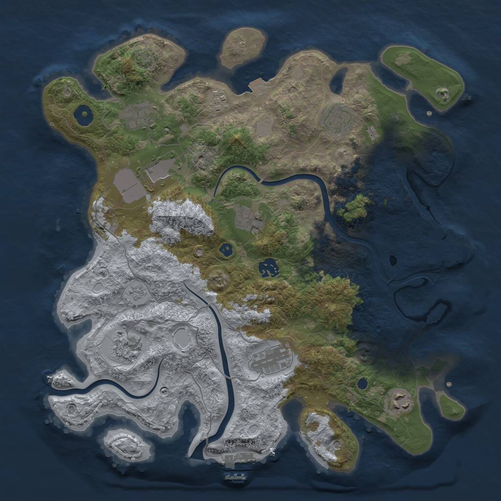 Rust Map: Procedural Map, Size: 3800, Seed: 8888, 15 Monuments