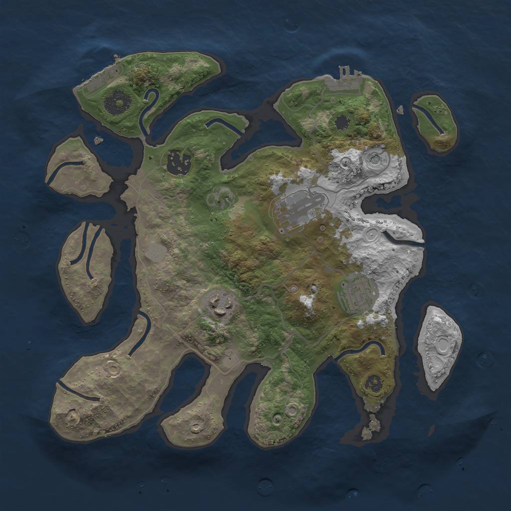 Rust Map: Procedural Map, Size: 3000, Seed: 517577, 12 Monuments