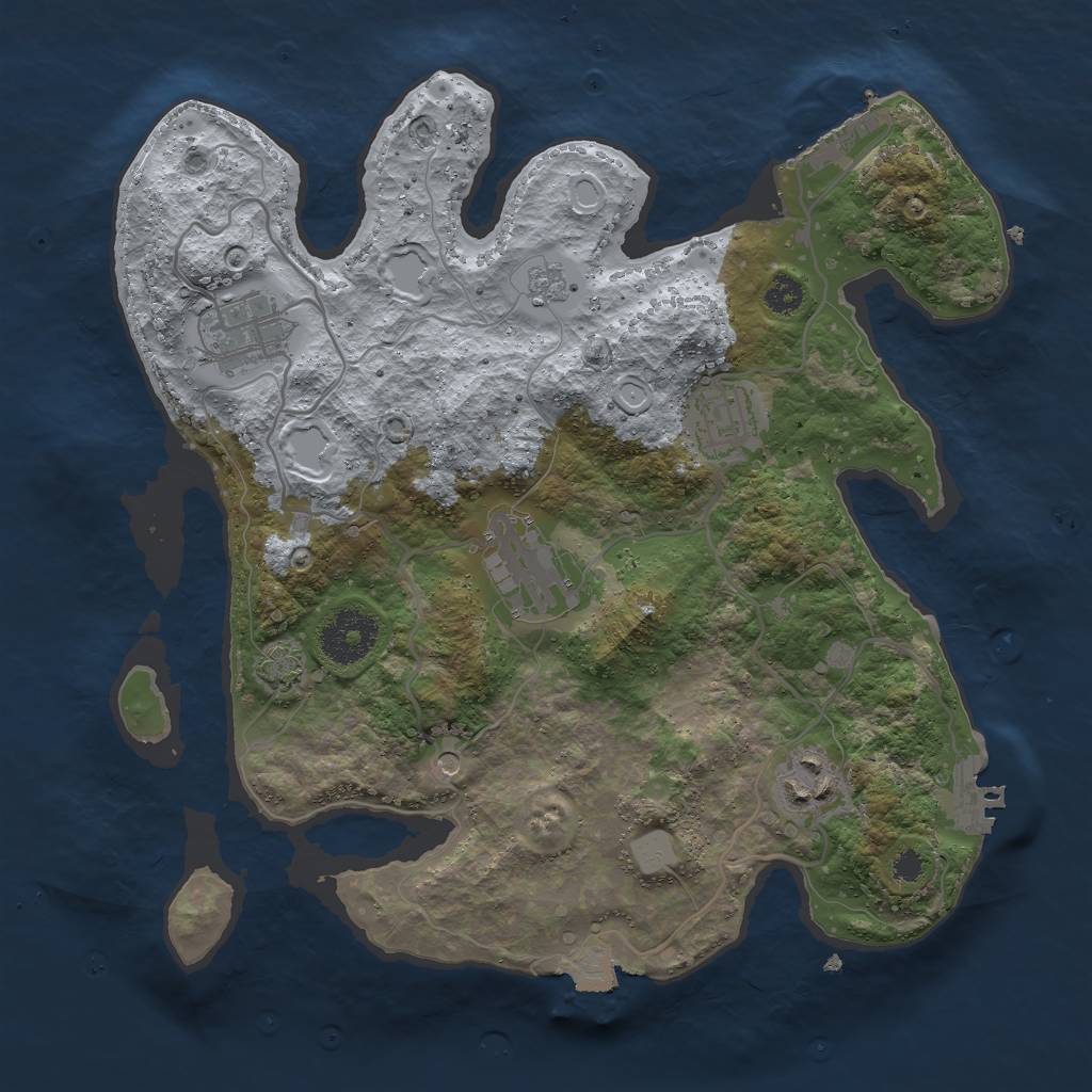 Rust Map: Procedural Map, Size: 3000, Seed: 986931, 12 Monuments