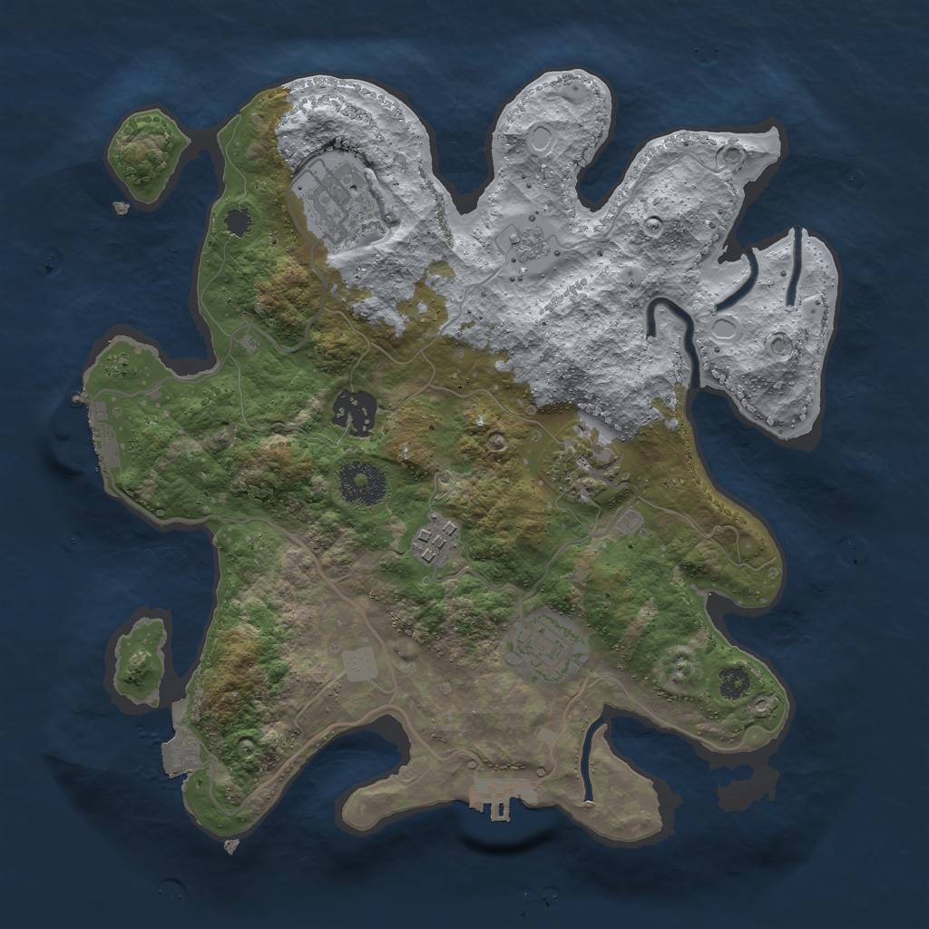 Rust Map: Procedural Map, Size: 3000, Seed: 9165, 11 Monuments