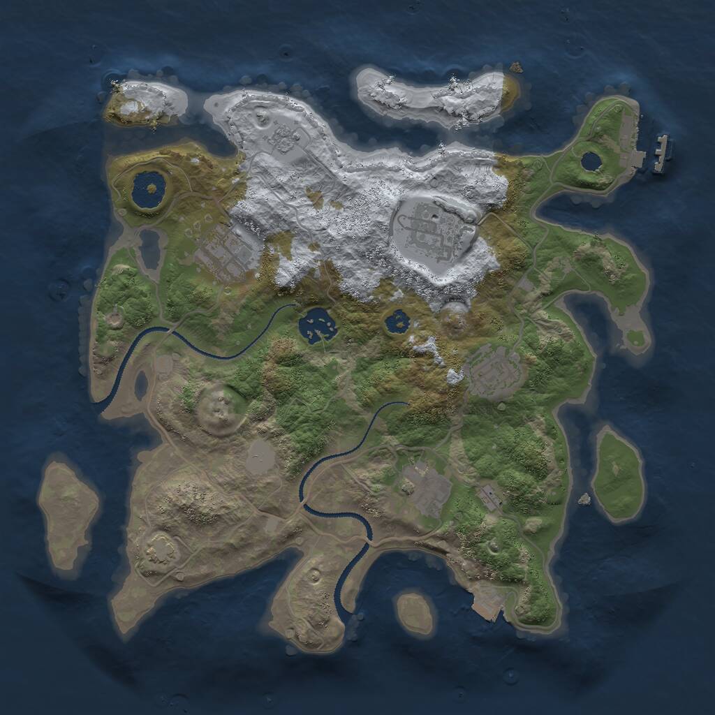 Rust Map: Procedural Map, Size: 3000, Seed: 2429558, 9 Monuments