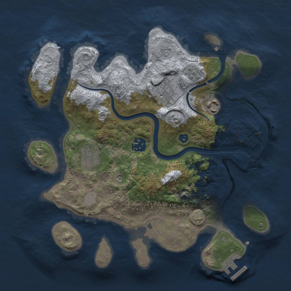 Rust Map: Procedural Map, Size: 3000, Seed: 654151, 10 Monuments