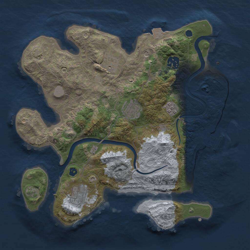 Rust Map: Procedural Map, Size: 3000, Seed: 285630, 9 Monuments