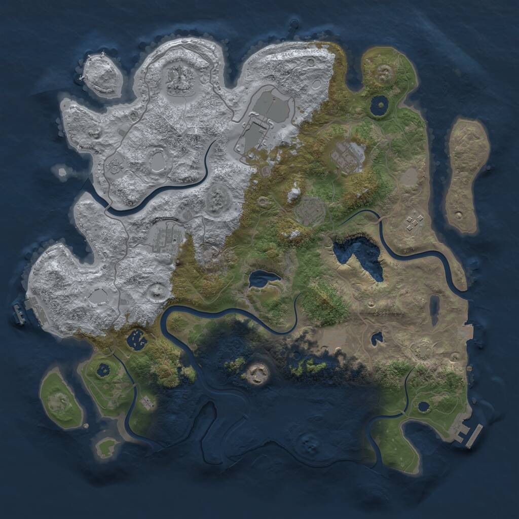Rust Map: Procedural Map, Size: 4000, Seed: 1913896393, 15 Monuments