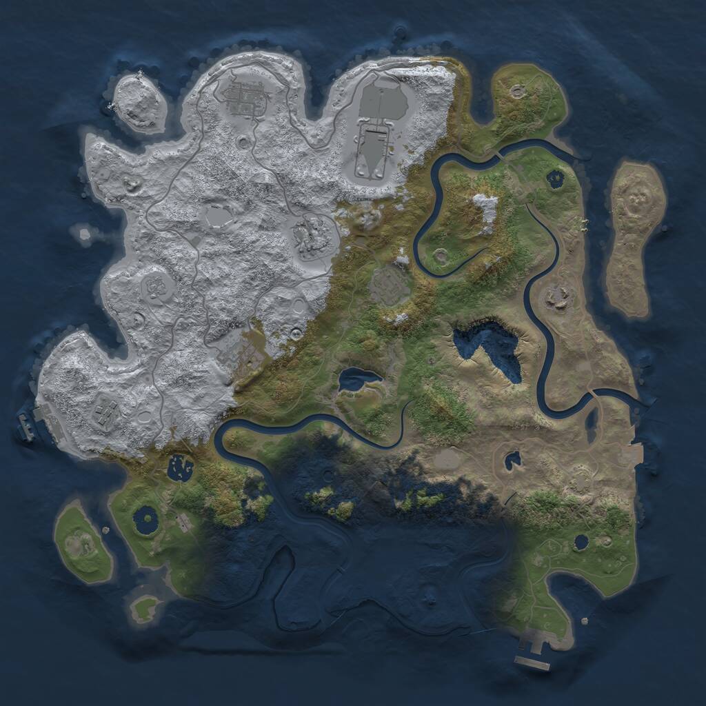 Rust Map: Procedural Map, Size: 4000, Seed: 1913896393, 14 Monuments