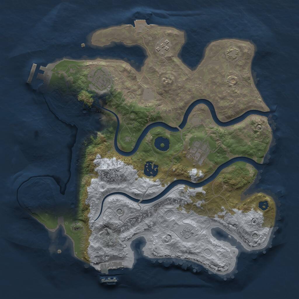 Rust Map: Procedural Map, Size: 3000, Seed: 563796, 10 Monuments