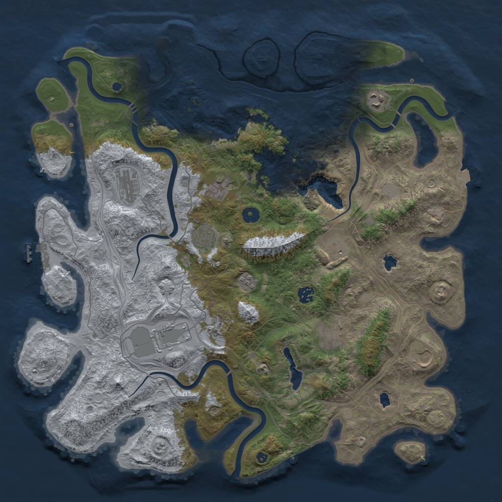 Rust Map: Procedural Map, Size: 4500, Seed: 561098, 17 Monuments