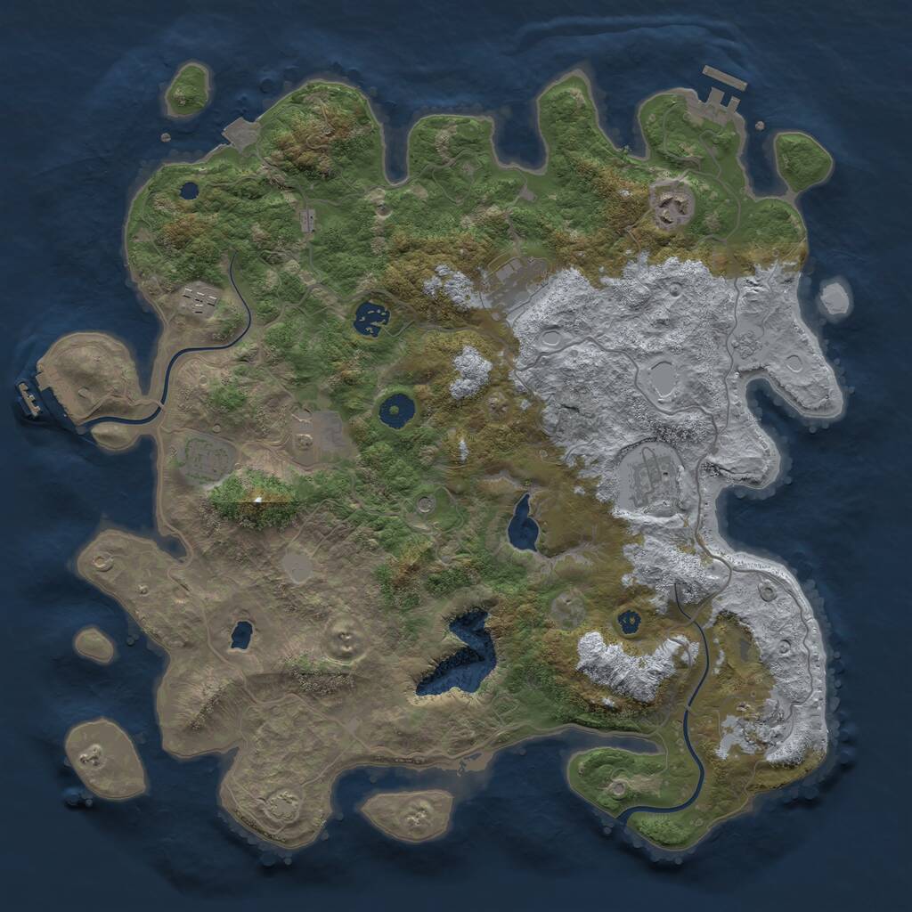 Rust Map: Procedural Map, Size: 4000, Seed: 49840287, 14 Monuments