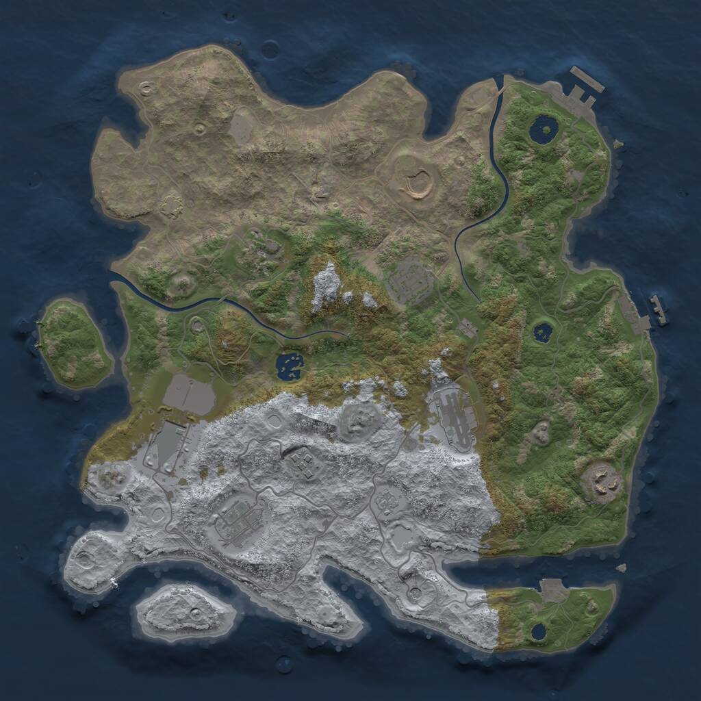 Rust Map: Procedural Map, Size: 3700, Seed: 315677473, 15 Monuments
