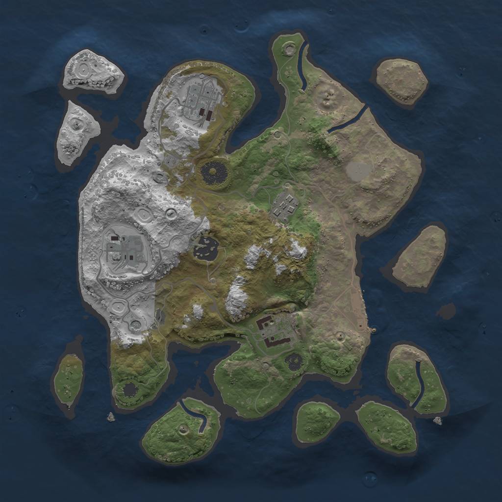 Rust Map: Procedural Map, Size: 3000, Seed: 638822, 12 Monuments
