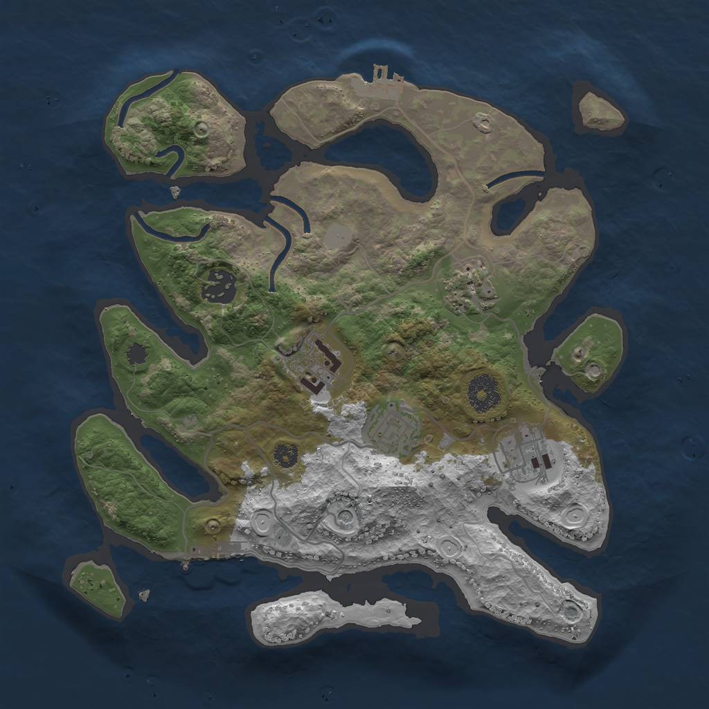 Rust Map: Procedural Map, Size: 3000, Seed: 495542115, 13 Monuments