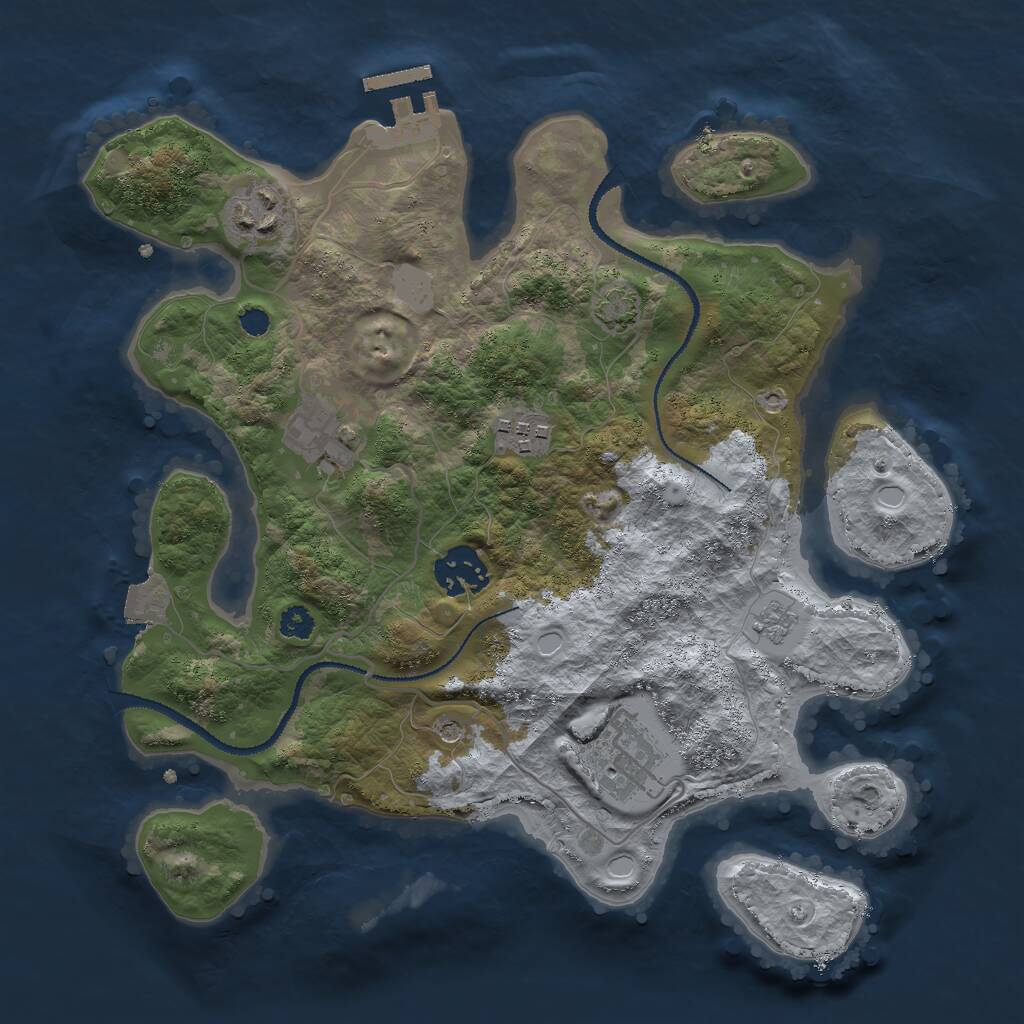 Rust Map: Procedural Map, Size: 3000, Seed: 107626466, 10 Monuments