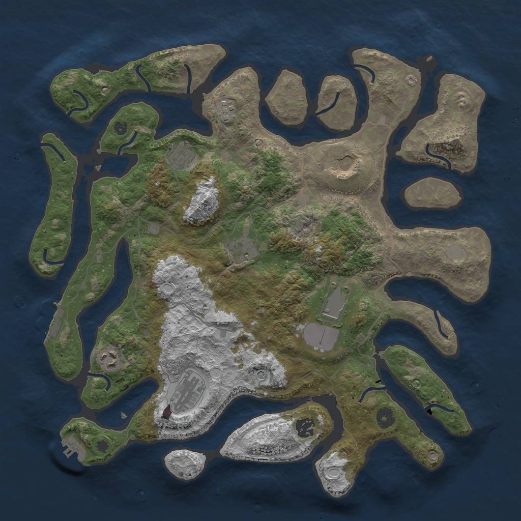 Rust Map: Procedural Map, Size: 4000, Seed: 25880, 16 Monuments
