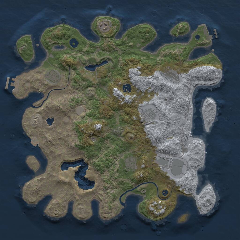 Rust Map: Procedural Map, Size: 4000, Seed: 602911, 13 Monuments