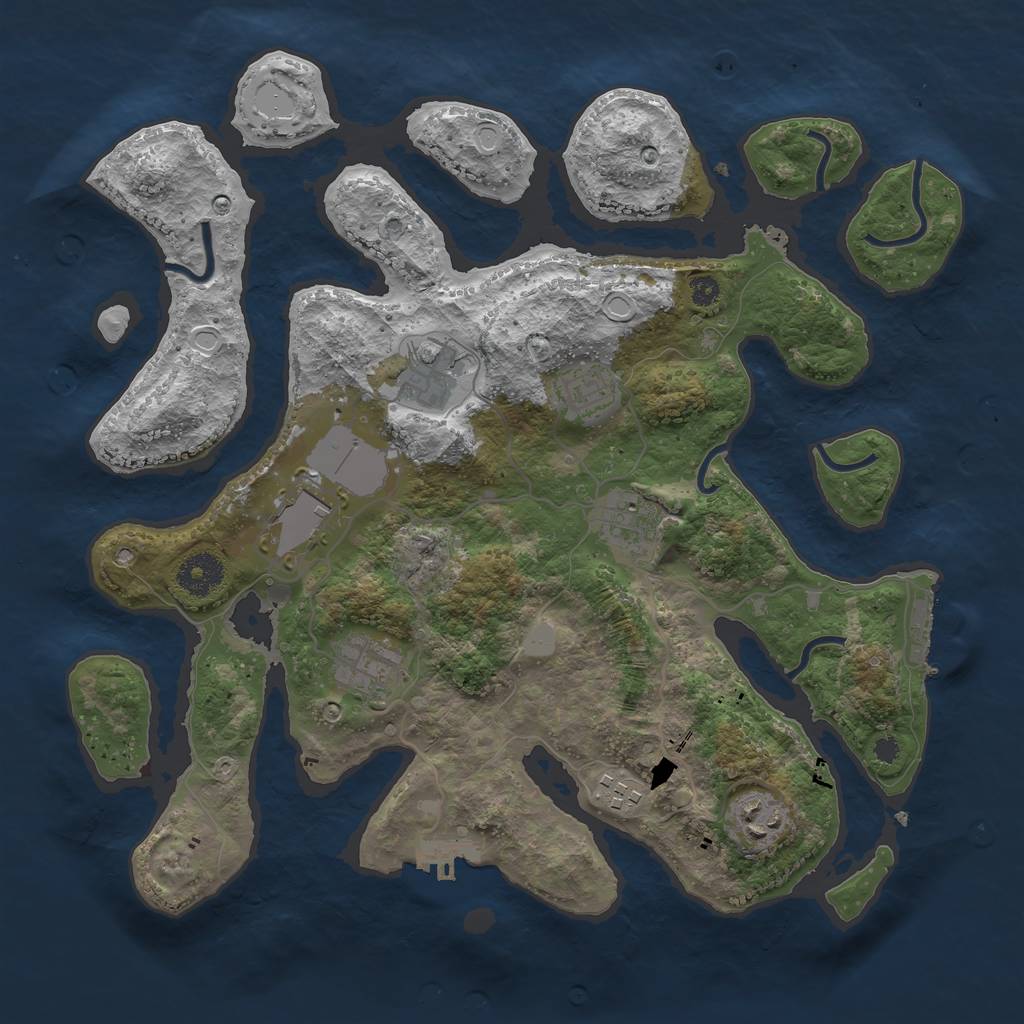 Rust Map: Procedural Map, Size: 3500, Seed: 404564997, 14 Monuments