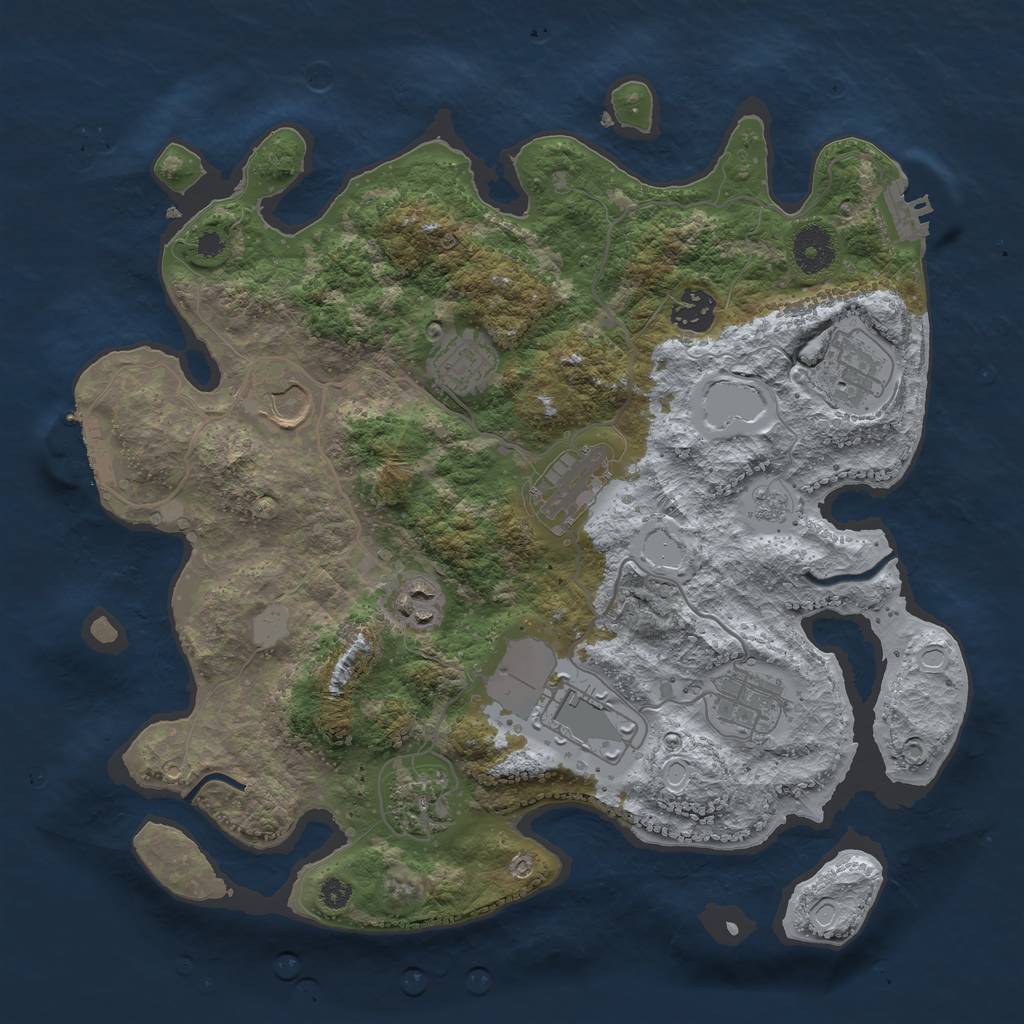 Rust Map: Procedural Map, Size: 3500, Seed: 457477, 15 Monuments
