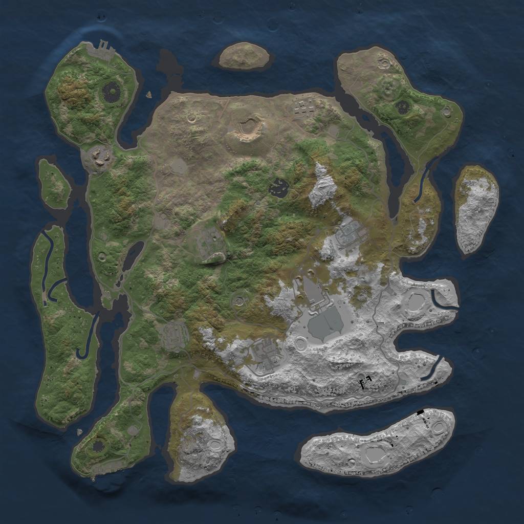 Rust Map: Procedural Map, Size: 4000, Seed: 958124, 17 Monuments