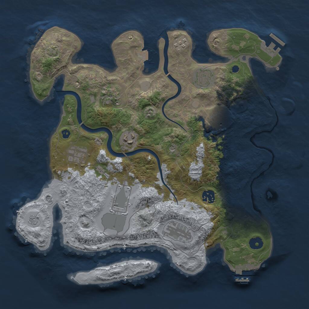 Rust Map: Procedural Map, Size: 3500, Seed: 1115465850, 15 Monuments