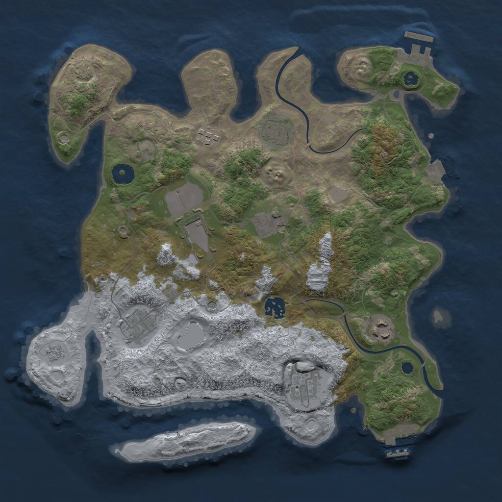 Rust Map: Procedural Map, Size: 3500, Seed: 1115465850, 14 Monuments