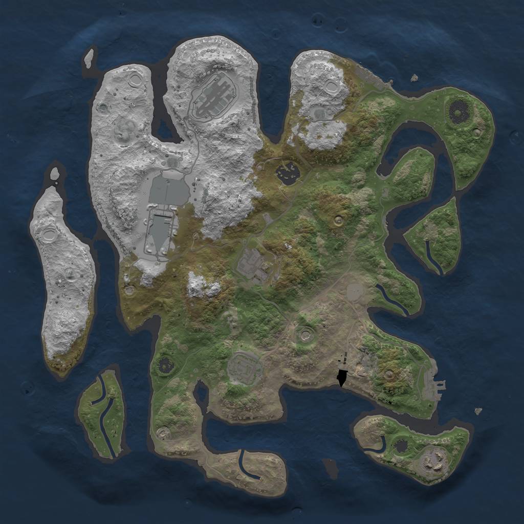 Rust Map: Procedural Map, Size: 3500, Seed: 1364700479, 14 Monuments