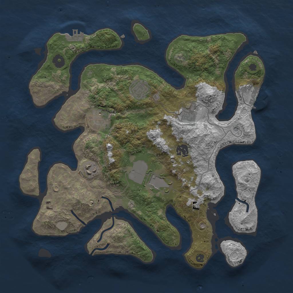 Rust Map: Procedural Map, Size: 3500, Seed: 509966916, 14 Monuments