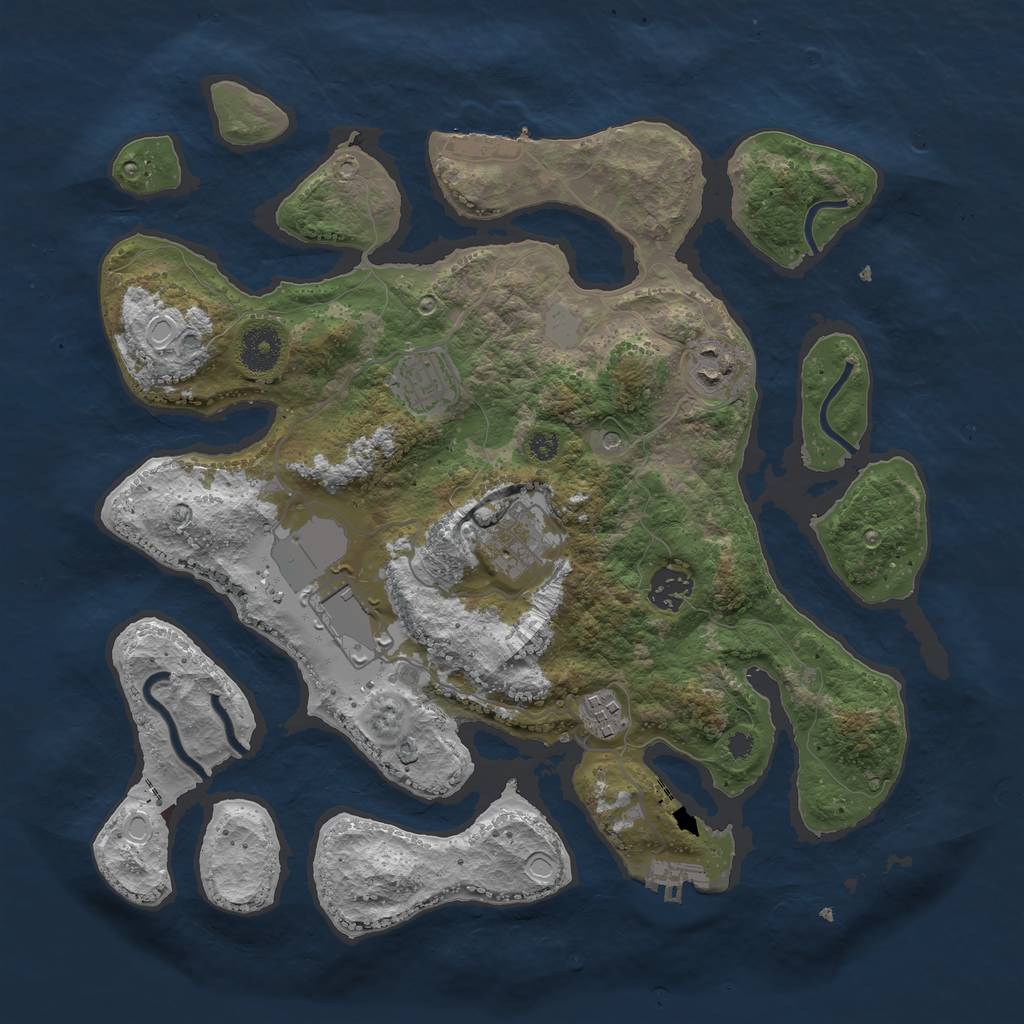 Rust Map: Procedural Map, Size: 3550, Seed: 448388, 14 Monuments