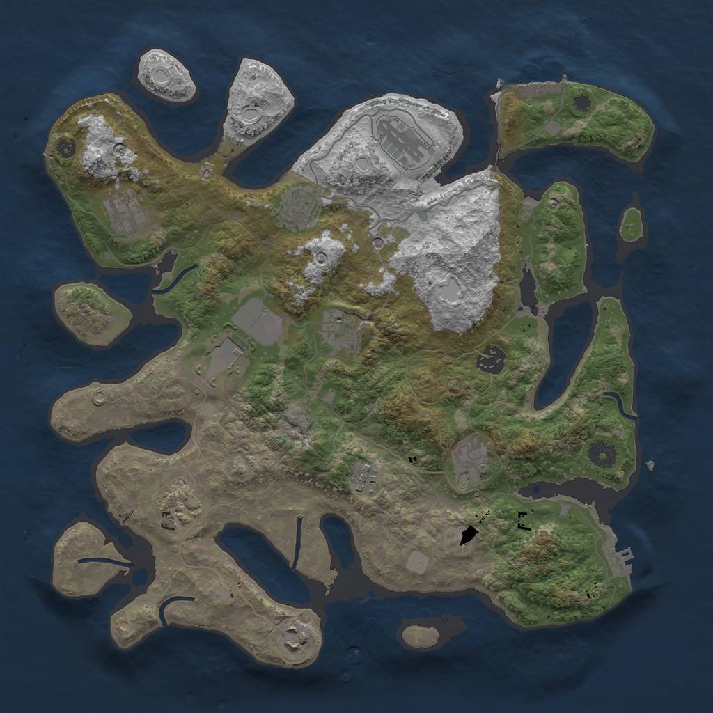 Rust Map: Procedural Map, Size: 3800, Seed: 444, 18 Monuments