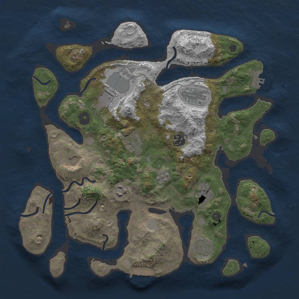 Rust Map: Procedural Map, Size: 3550, Seed: 80613, 17 Monuments