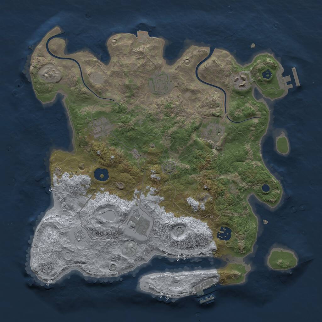 Rust Map: Procedural Map, Size: 3400, Seed: 32711, 12 Monuments
