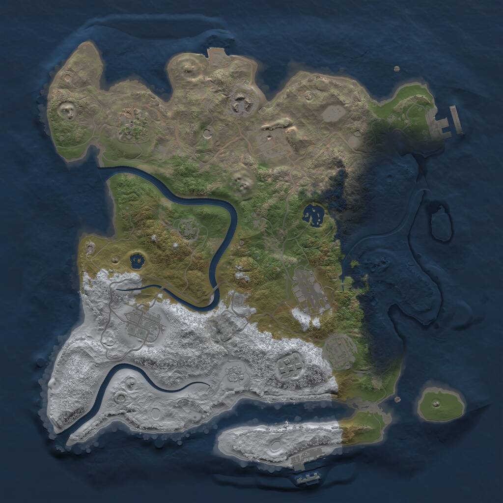 Rust Map: Procedural Map, Size: 3400, Seed: 32711, 14 Monuments