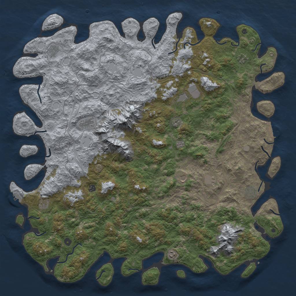 Rust Map: Procedural Map, Size: 6000, Seed: 883857776, 18 Monuments