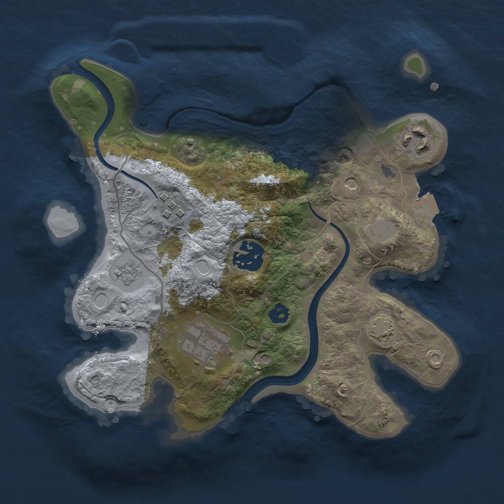 Rust Map: Procedural Map, Size: 2500, Seed: 289365, 8 Monuments