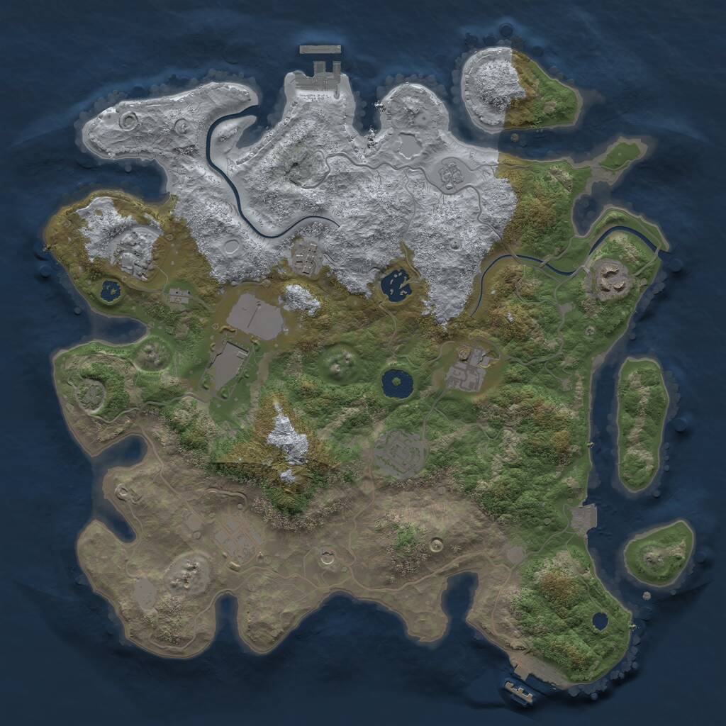 Rust Map: Procedural Map, Size: 3550, Seed: 48685, 14 Monuments