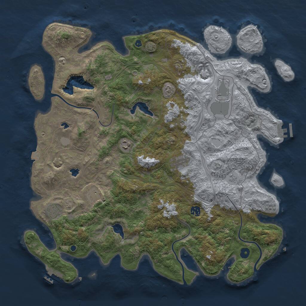 Rust Map: Procedural Map, Size: 4500, Seed: 9557, 14 Monuments