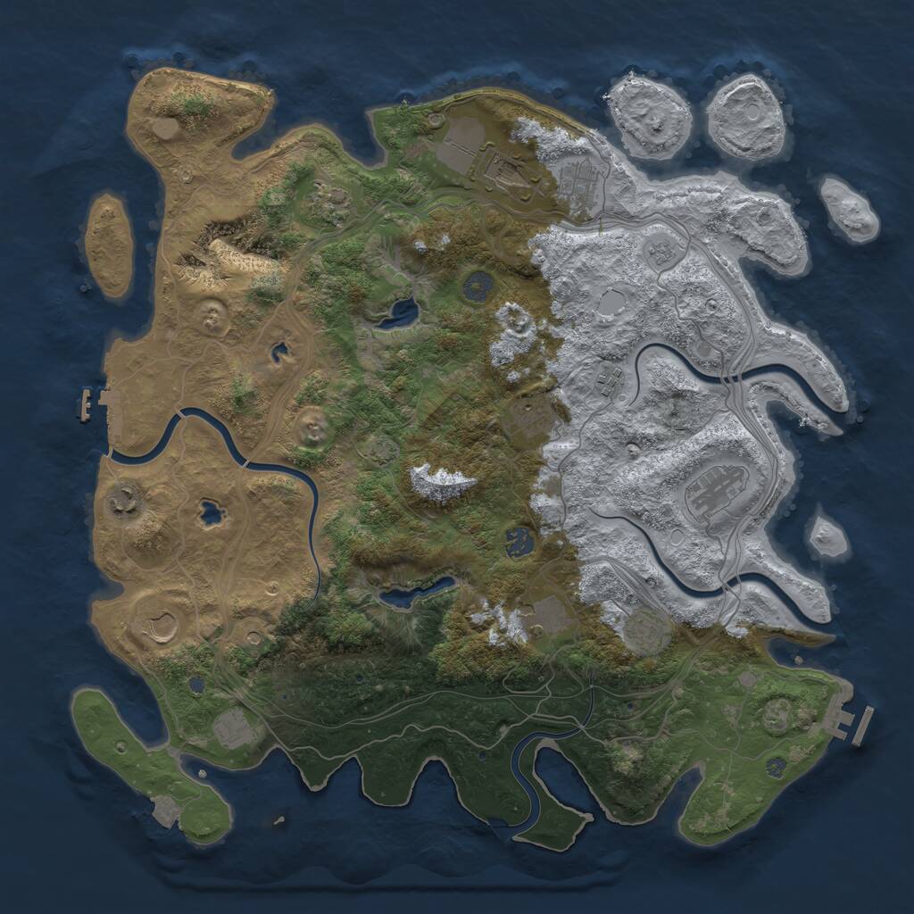 Rust Map: Procedural Map, Size: 4500, Seed: 9557, 17 Monuments