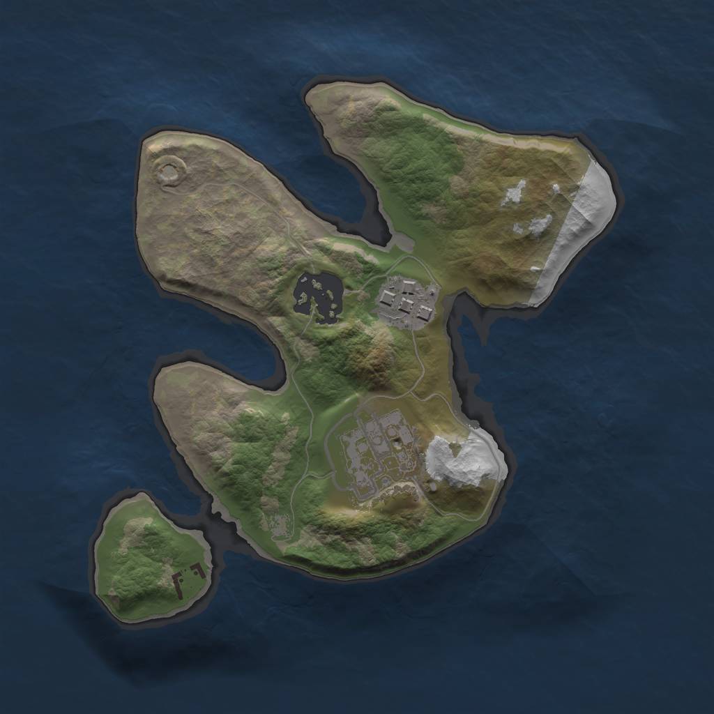 Rust Map: Barren, Size: 2000, Seed: 25, 5 Monuments