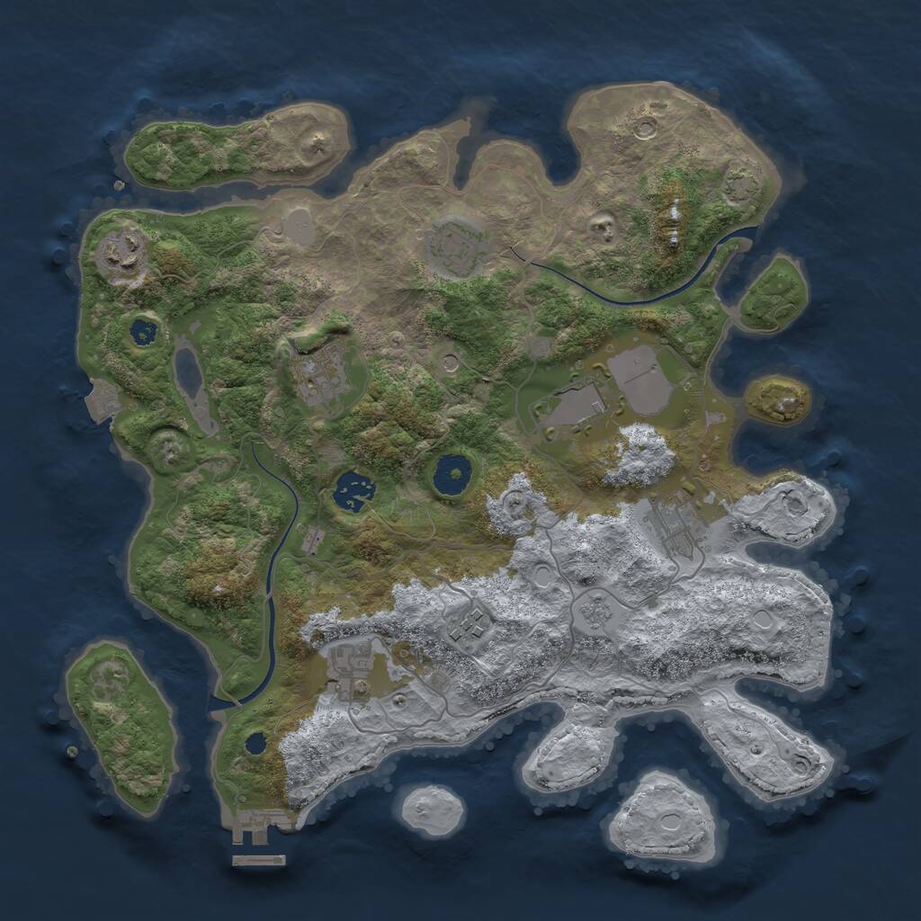 Rust Map: Procedural Map, Size: 3500, Seed: 51412, 13 Monuments