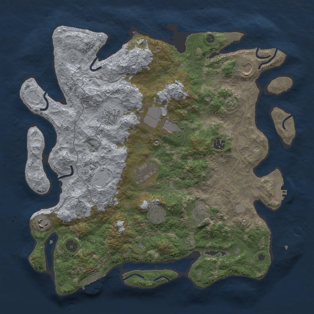Rust Map: Procedural Map, Size: 4000, Seed: 9102017, 16 Monuments