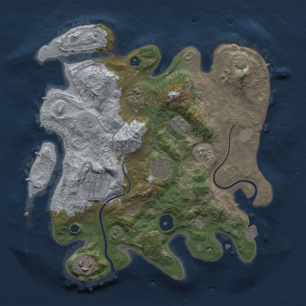 Rust Map: Procedural Map, Size: 3000, Seed: 2131739625, 9 Monuments